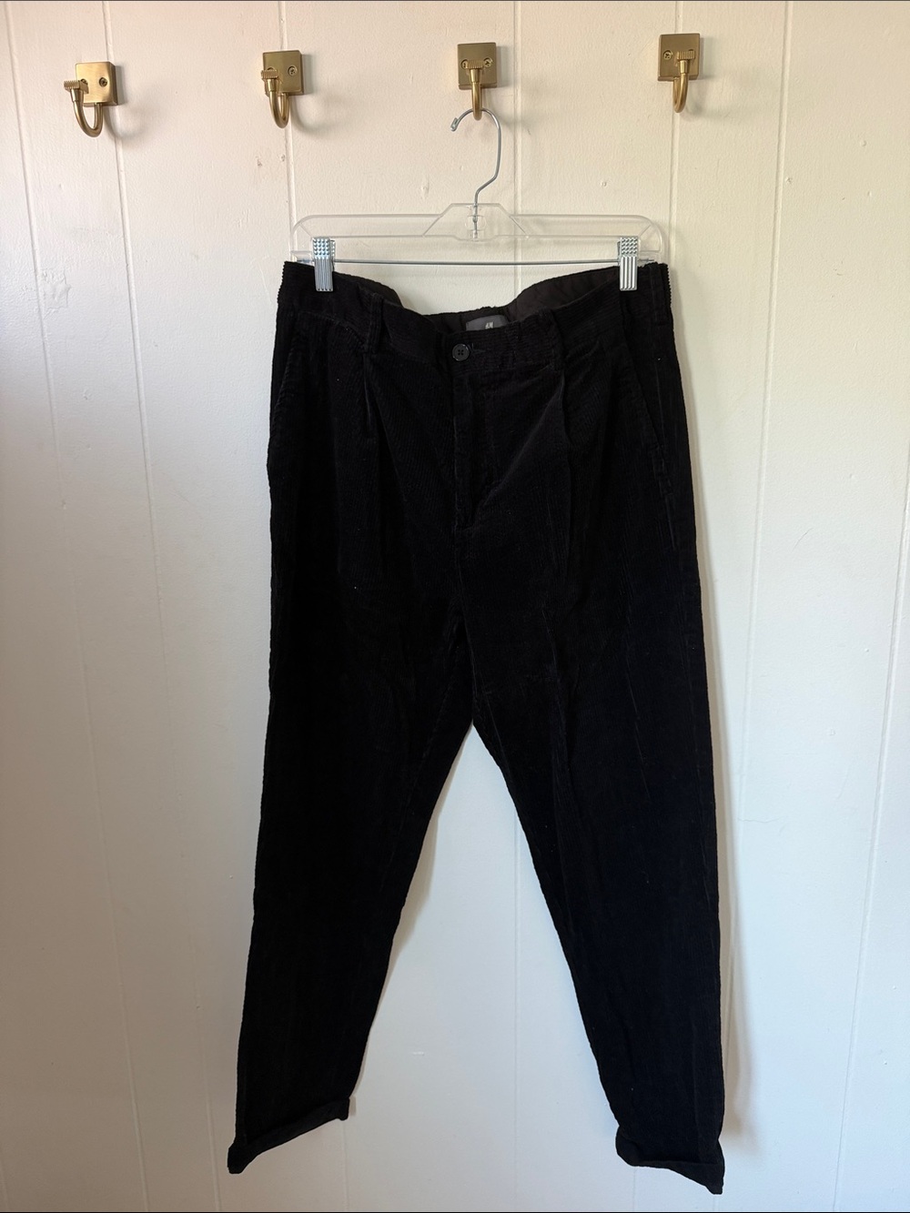 H&M Men's Black Corduroy Pants - Classic Tailored Fit